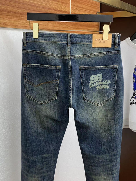 BALENCIAGA || Blue Jeans With BB Logo on Back Pocket - FASHION MYST