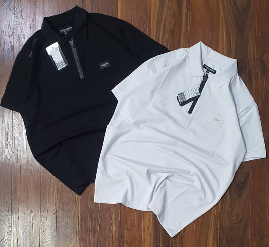 DOLCE & GABBANA || Brand Monogram Half Zip Knit Polo Oversize T-Shirt - FASHION MYST