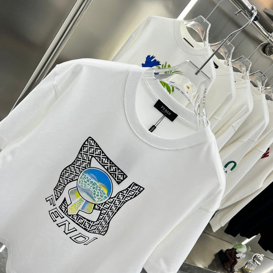FENDI || Italian Luxury Brand Based IN Florence Italy Drop Shoulder Authentic Quality Tees - FASHION MYST