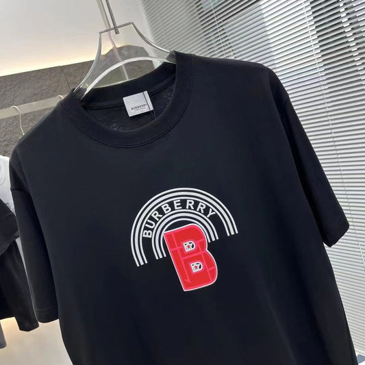 BURBERRY || Letter Graphic Cotton Oversized Black T-shirt - FASHION MYST