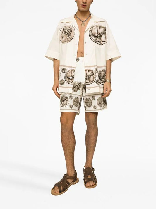 Dolce & Gabbana | Button-down Street Style Cotton Short Sleeves Shirt Front Button - FASHION MYST