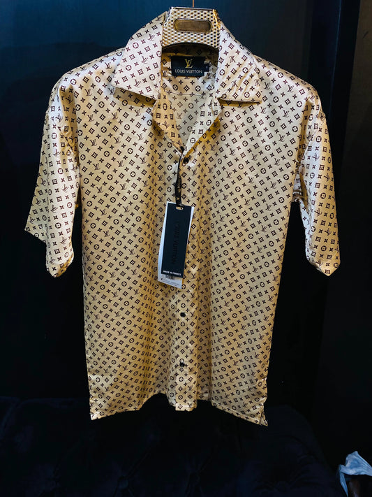 LOUIS VUITTON || Monogram Printed Short-Sleeved Silk Shirt - FASHION MYST