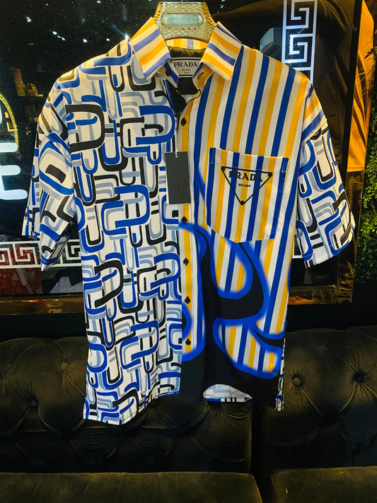 PRADA || Double Match Poplin Shirt In Blue - FASHION MYST