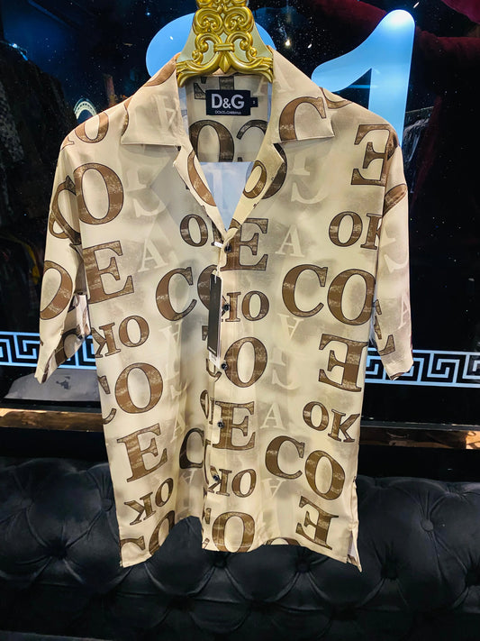 DOLCE & GABBANA || All-Over Print Cotton Drop Shoulder Cuban Collar Shirt - FASHION MYST