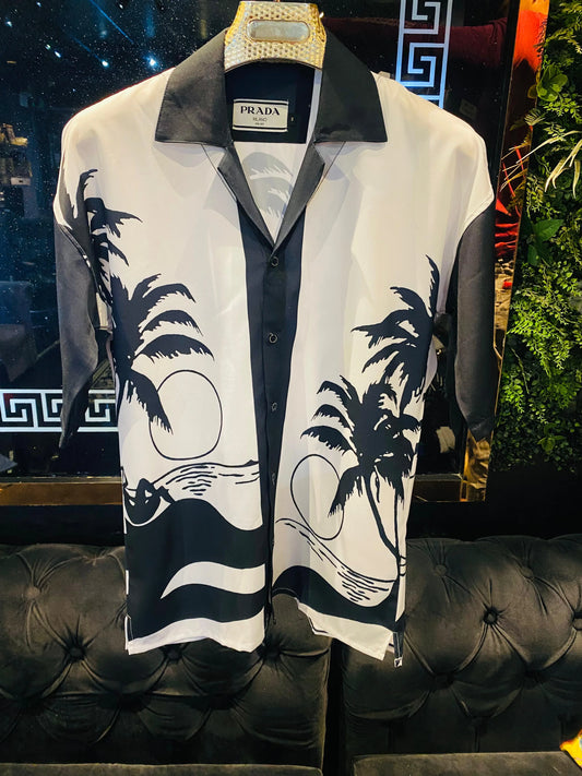PRADA || Black And White Lapel Man Shirt - FASHION MYST