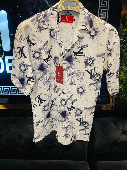LOUIS VUITTON || High End Quality Self Crushed Cotton Fabric shirts - FASHION MYST
