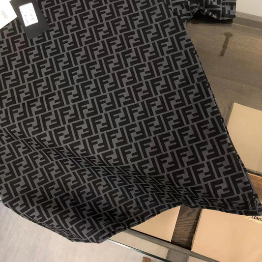 FENDI || Crew Neck Monogram Street Style Cotton Short Sleeves T-Shirt /BLACK - FASHION MYST