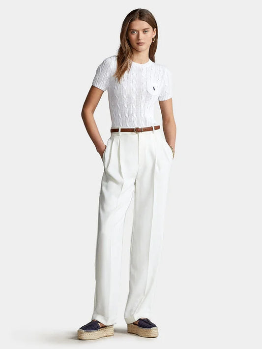 RALPH LAUREN || Cabel Wool Cashmere Short Sleeve Jumper For Women / WHITE - FASHION MYST