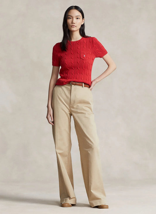 RALPH LAUREN || Cabel Wool Cashmere Short Sleeve Jumper For Women / Red - FASHION MYST