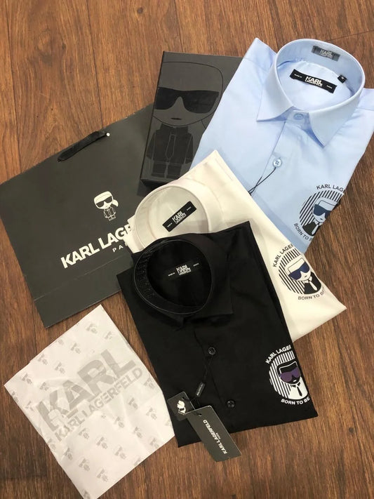KARL LAGERFELD || Solid Pattern Cotton Shirt For Men - FASHION MYST