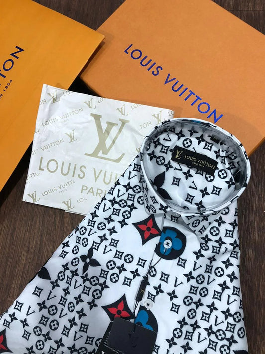 LOUIS VUITTON || White 3D Long sleeves Button Shirt - FASHION MYST