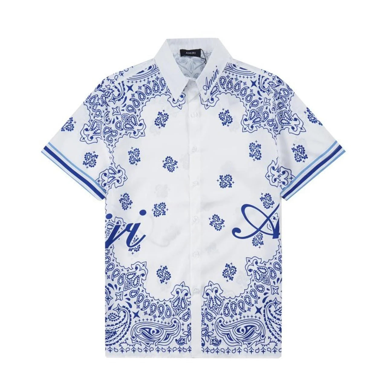 Buy-Amiri Bandana Cotton Piqué Short Sleeve Button-Up Polo In