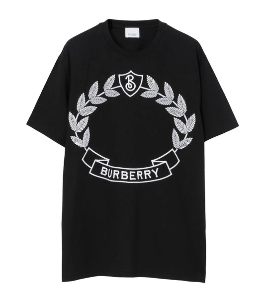 BURBERRY || Oak Leaf Crest Cotton T-shirt In Black-Women - FASHION MYST