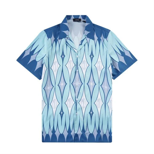 Buy-Amiri Men's Blue Argyle Monogram Silk Button-Up Shirt