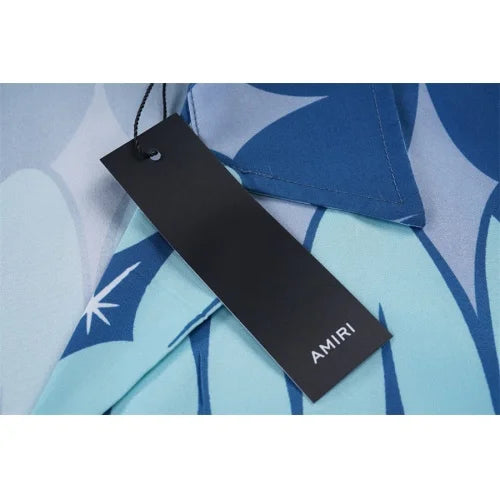 AMIRI || Men's Blue Argyle Monogram Silk Button-up Shirt - FASHION MYST