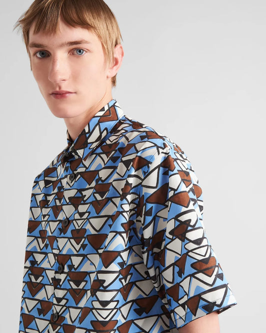 PRADA || Short-Sleeved Silk Twill Shirt - FASHION MYST