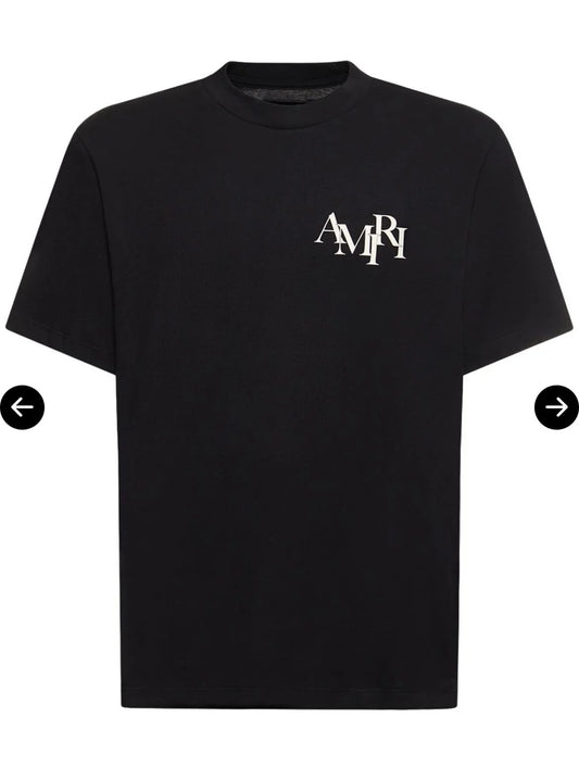AMIRI || Men's Black staggered Logo T-shirt - FASHION MYST