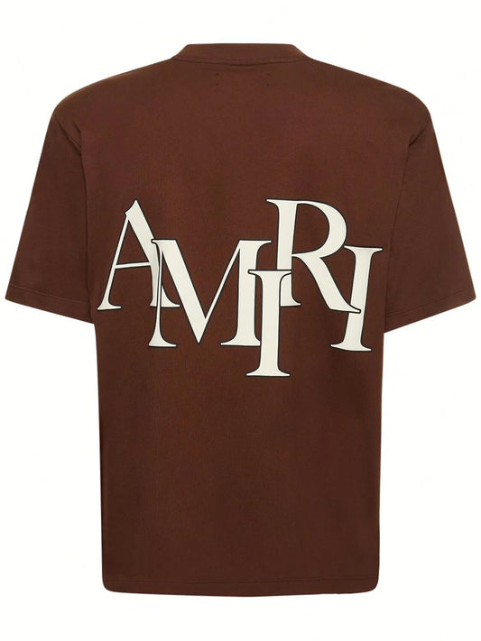 AMIRI || Men's Brown staggered Logo T-shirt - FASHION MYST