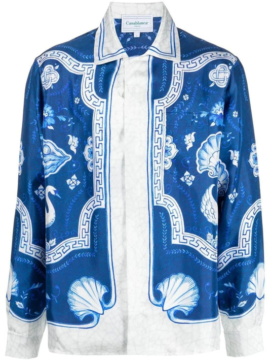 CASABLANCA || Blue 'Plat A Dessert' Shirt - FASHION MYST