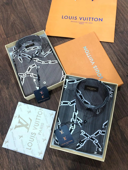 LOUIS VUITTON || Chain Print Silk Shirt For Men - FASHION MYST
