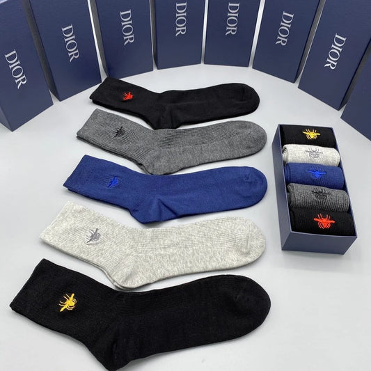 CHRISTIAN DIOR || Bees Signature Logo Socks (Pack Of Five Pair) - FASHION MYST