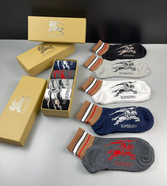 BURBERRY || Striped Cotton-Blend Socks (Pack Of Five Pairs) - FASHION MYST