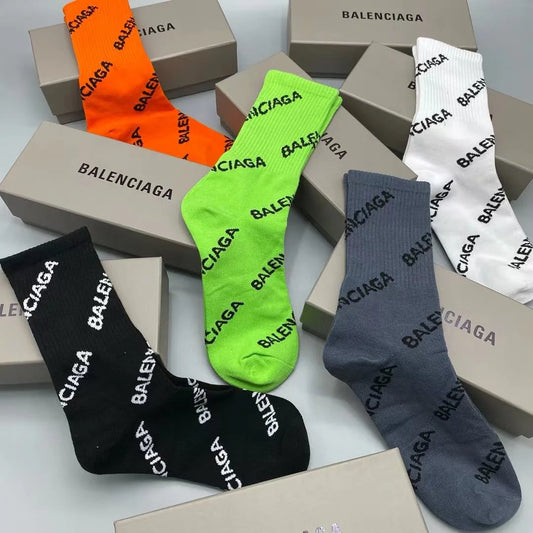 BALENCIAGA || Pack 5 Calcetines Blenciaga Logo Socks - FASHION MYST