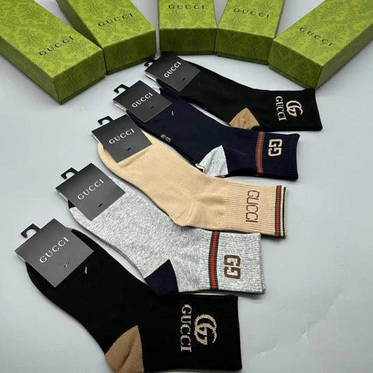 GUCCI || Logo-Intarsia Striped Ribbed Cotton-Blend Socks - FASHION MYST