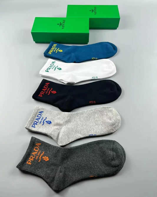 PRADA || Prada Logo Embroidered Socks (Pack Of Five) - FASHION MYST