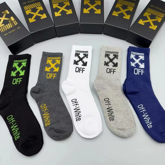 OFF-WHITE || Arrows Logo Mid Length Socks (Pack Of Five) - FASHION MYST