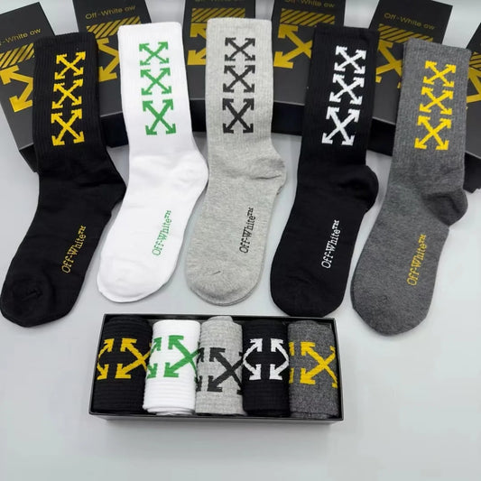 OFF-WHITE || Arrow Bookish Socks (Pack Of Five) - FASHION MYST