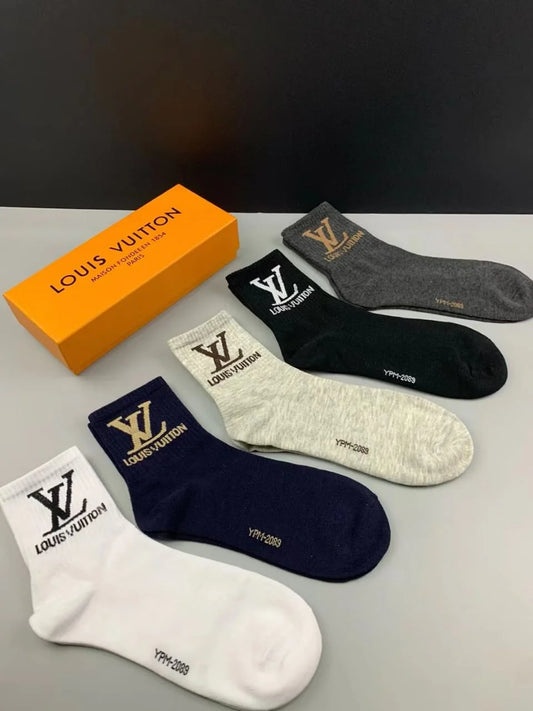 LOUIS VUITTON || LV Monogram Logo Socks (Pack Of Five) - FASHION MYST