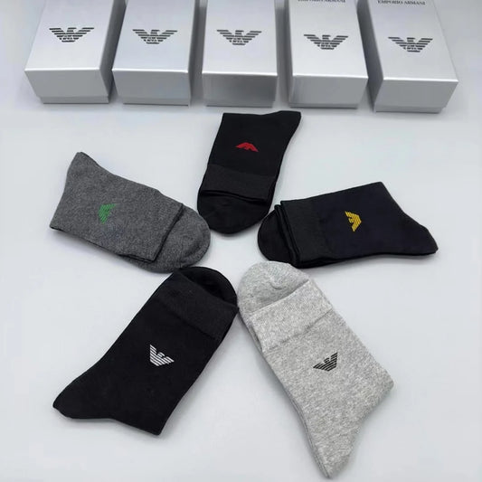 High Eed Quality Eagle Logo Long Length Socks (Five Pair Combo) - FASHION MYST