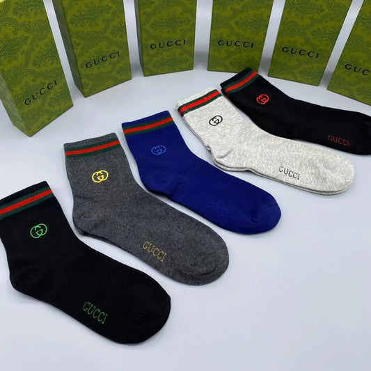 GUCCI || Men,s Pure Cotton GG Embroidered Logo Socks - FASHION MYST