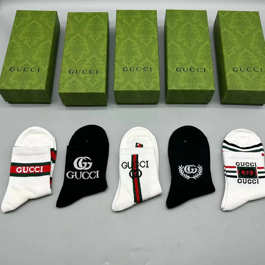 GUCCI || GG Logo-Intarsia Striped Ribbed Cotton-Blend Socks - FASHION MYST