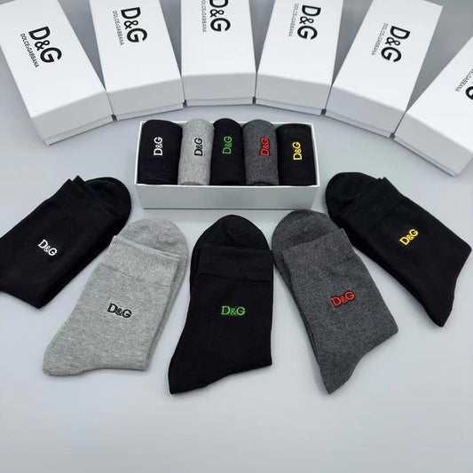DOLCE & GABBANA || Cotton Socks With DG Logo (Pack Of Five) - FASHION MYST