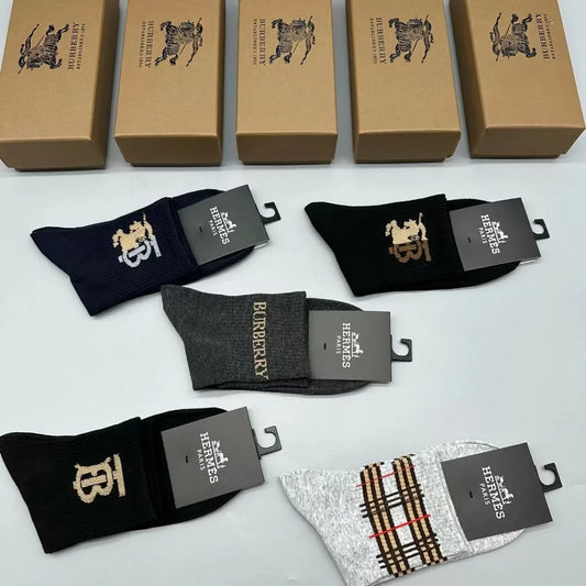 BURBERRY || Check Intarsia Technical Stretch Cotton Socks - FASHION MYST