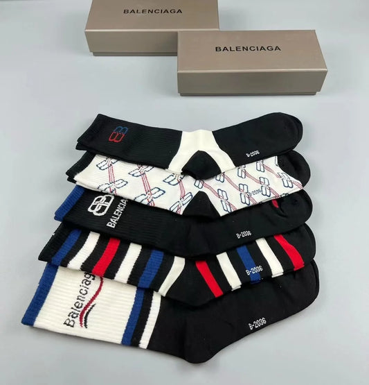 BALENCIAGA || Classic Logo Tennis Socks (Pack Of Five) - FASHION MYST