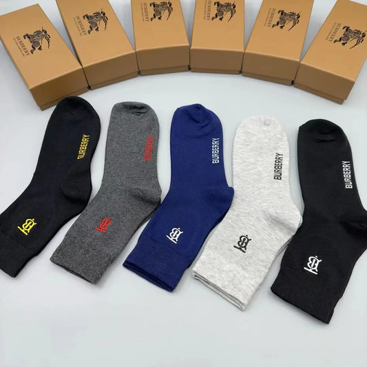 Burberry || TB Monogram Motif Socks (Pack Of Five Pair) - FASHION MYST