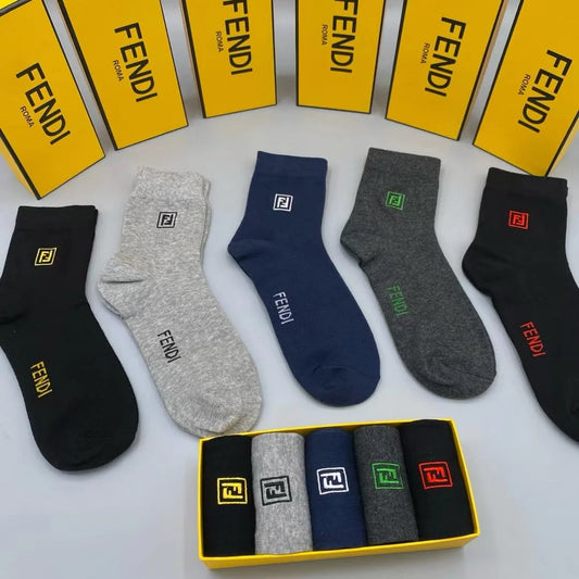 FENDI || Double-F Logo Trim Socks (Pack Of Five) - FASHION MYST