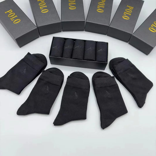POLO RALPH LAUREN || Five-Pack Logo-Embroidered Ribbed Cotton-Blend Socks - FASHION MYST