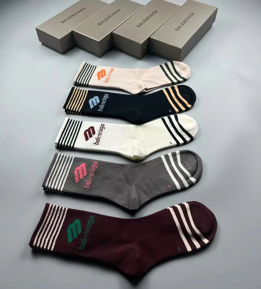 BALENCIAGA || B Logo Sports Socks Pack Of Five - FASHION MYST