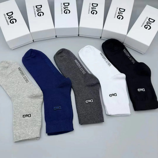 DOLCE & GABBANA || Cotton Socks With DG Logo Pack Of Five - FASHION MYST