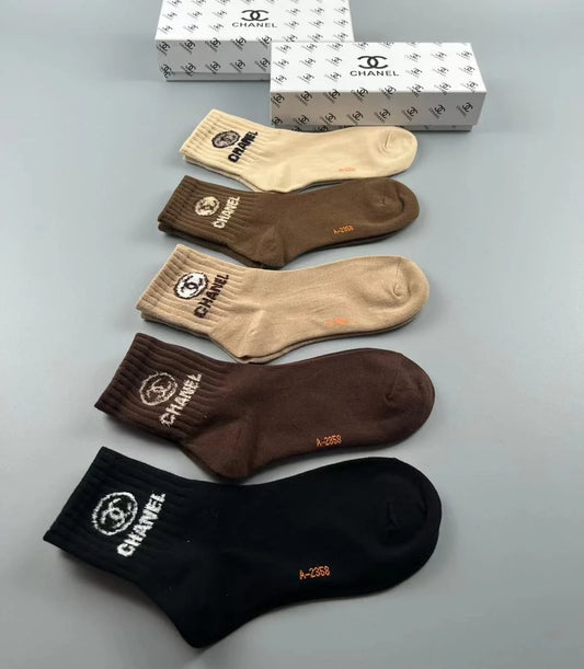 CHANEL || Big CC Logo Inspo Bling Embellished Ribbed Socks - FASHION MYST