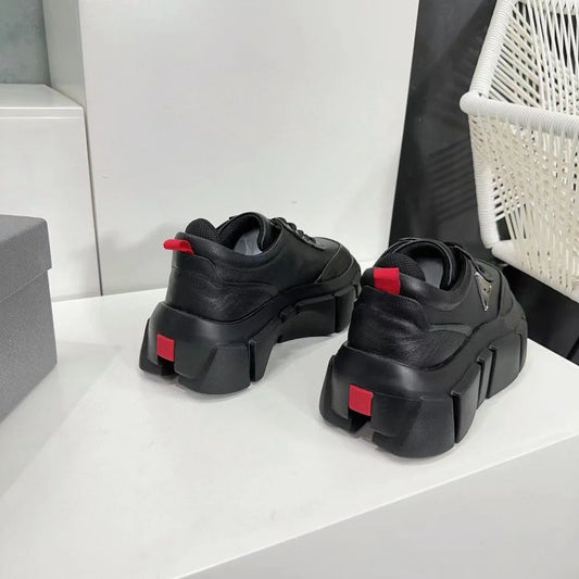 PRADA || Street Style Leather Logo Sneakers - FASHION MYST