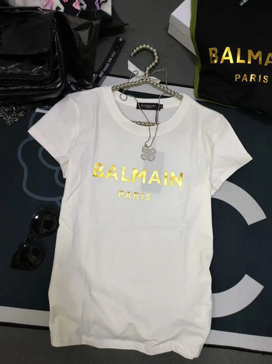BALMAIN || Balmain Metallic-Logo T-Shirt For Girls - FASHION MYST