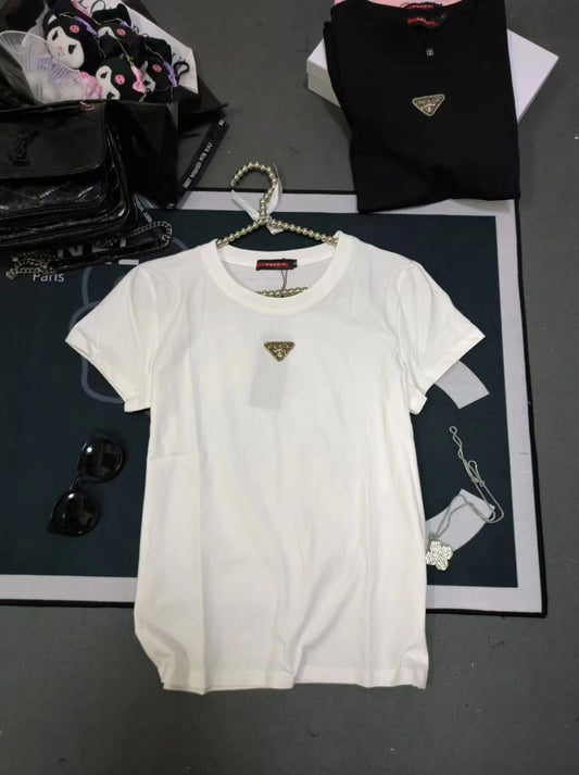 PRADA || Prada Triangle-Logo Cotton T-Shirt For Girls - FASHION MYST