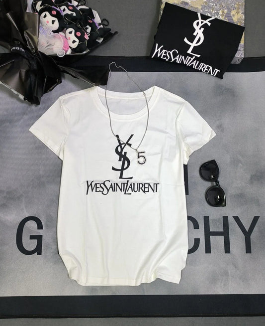 YVES SAINT LAURENT || Rive Gauche Logo Printed Cotton T-Shirt - FASHION MYST
