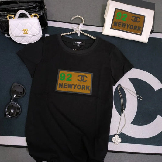 CHANEL || Vintage Chanel Embroidery Logo Bootleg T-Shirt For Girls - FASHION MYST