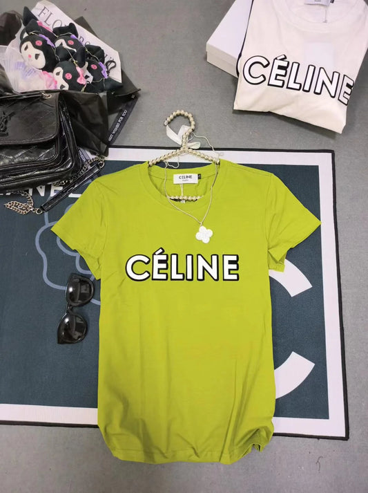 CELINE || Celine Graphic Print Logo Crew Neck T-Shirt For Girls - FASHION MYST
